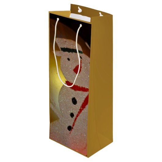 Snowman-kerstsierwijntas, bevroren wijn cadeautas (Achterkant Gekanteld)