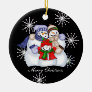 Snowman-kerstsnowflakes Keramisch Ornament