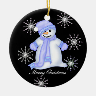 Snowman-kerstsnowflakes Keramisch Ornament