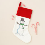 Snowman Kerstsok<br><div class="desc">Een roerige,  maar koude sneeuwman draagt een rode bovenhoed en een groene sjaal in deze winachtige afbeelding van Richard H. Fay.</div>