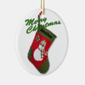 Snowman kerststaart foto Aangepaste naam Keramisch Ornament (Rechts)