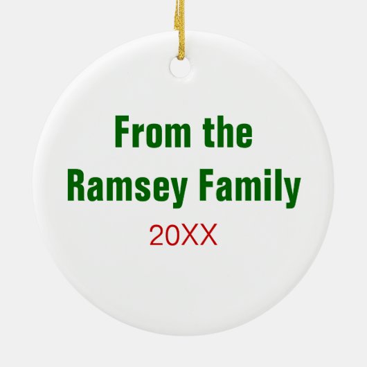 Snowman kerststaart foto Aangepaste naam Keramisch Ornament (Achterkant)