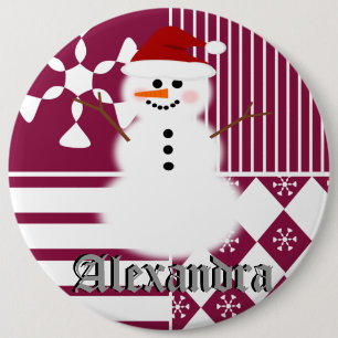 Snowman-kerststaart-naam Buttonnen Ronde Button 6,0 Cm