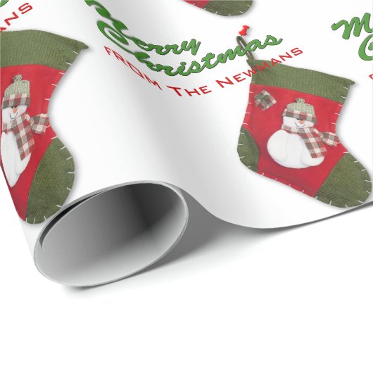 Snowman kerststaart op wit, gepersonaliseerd cadeaupapier (Rol Hoek)