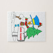 Snowman-kerststijl Legpuzzel (Horizontaal)