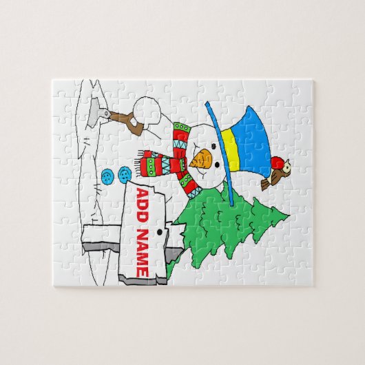 Snowman-kerststijl Legpuzzel (Horizontaal)