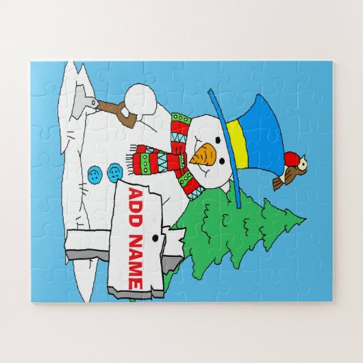 Snowman-kerststijl Legpuzzel (Horizontaal)