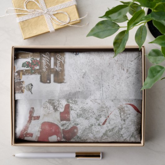 Snowman kersttissue Snow Wereldbol holly slank Tissuepapier (Geschenk)