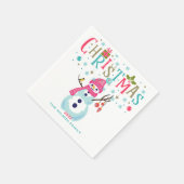 Snowman kerstTurquoise Red Pink gepersonaliseerd Servet (Hoek)