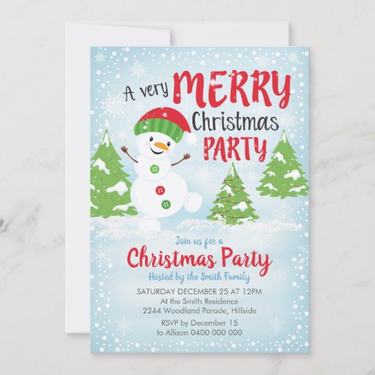 Snowman kerstuitnodigingen kaart (Voorkant)