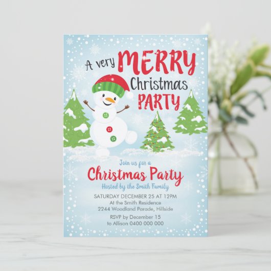 Snowman kerstuitnodigingen kaart (Staand voorkant)