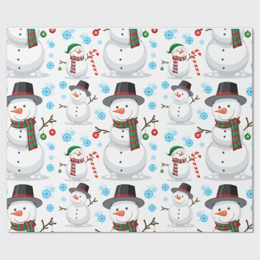 Snowman kerstversiering cadeaupapier (Vlak)