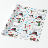 Snowman kerstversiering cadeaupapier (Uitgerold)