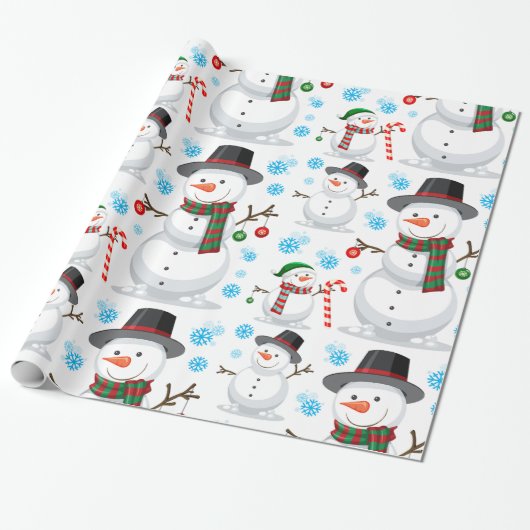 Snowman kerstversiering cadeaupapier (Uitgerold)