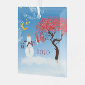 Snowman-kerstversiering Glas Ornament (Voorkant links)