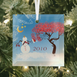 Snowman-kerstversiering Glas Ornament