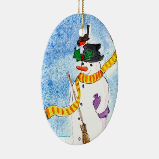 Snowman-kerstversiering Keramisch Ornament (Rechts)