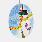 Snowman-kerstversiering Keramisch Ornament (Achterkant)