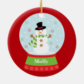 Snowman-kerstversiering Keramisch Ornament (Achterkant)