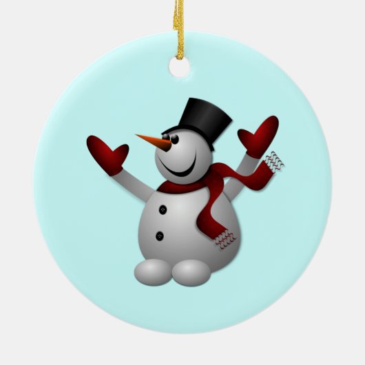 Snowman-kerstversiering Keramisch Ornament (Achterkant)
