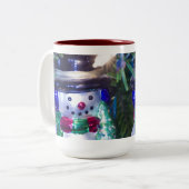 Snowman-kerstversiering Tweekleurige Koffiemok (Voorkant links)