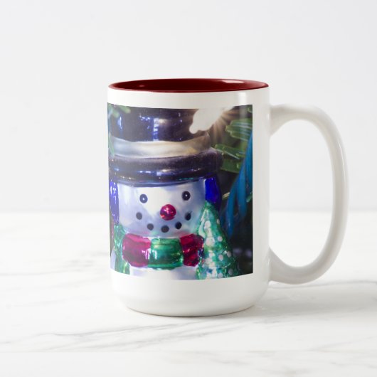 Snowman-kerstversiering Tweekleurige Koffiemok (Rechts)