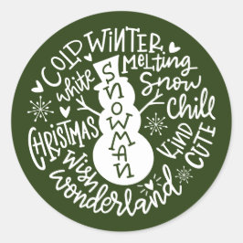 Snowman Kerstwinter Wonderland typografie Ronde Sticker