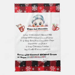 Snowman Keuken Handdoek, Vegan Hot Chocolate Recep Theedoek