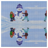 Snowman Kinder fabric Stof (Close Up)