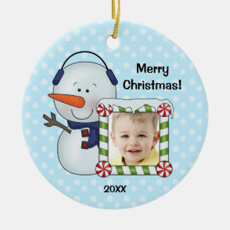 Snowman Kinder kerstfoto Persoonlijk Keramisch Ornament