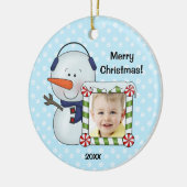 Snowman Kinder kerstfoto Persoonlijk Keramisch Ornament (Links)