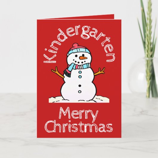 Snowman Kindergarten Kerstactiviteit Rood Feestdagen Kaart (Voorkant)