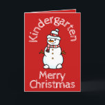 Snowman Kindergarten Kerstactiviteit Rood Feestdagen Kaart<br><div class="desc">Deze leuke rode kerstkaart is voorzien van een schattige sneeuwpop op de voorkant met kleuterschool en vrolijke kerst in het wit. Binnen een activiteit voor uw klasstudenten om te voltooien, hoeveel sneeuwpoppen kunnen ze tellen. Een beetje werk voor ouders en leraren, want ik heb ze niet voor je geteld! Op...</div>