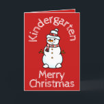 Snowman Kindergarten Kerstactiviteit Rood Feestdagen Kaart<br><div class="desc">Deze leuke rode kerstkaart is voorzien van een schattige sneeuwpop op de voorkant met kleuterschool en vrolijke kerst in het wit. Binnen een activiteit voor uw klasstudenten om te voltooien, hoeveel sneeuwpoppen kunnen ze tellen. Een beetje werk voor ouders en leraren, want ik heb ze niet voor je geteld! Op...</div>