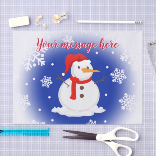 Snowman King Blue & Custom text Tissuepapier (Craft)