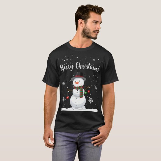 Snowman kit T Shirt | Vreemd kerstT-shirt (Voorkant volledig)