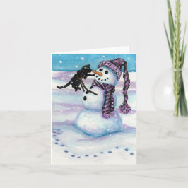 Snowman Kitty Cat beroemd gemaakt door BiHrLe Kaar Feestdagen Kaart