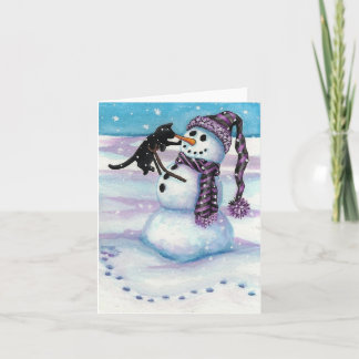 Snowman Kitty Cat beroemd gemaakt door BiHrLe Kaar Feestdagen Kaart