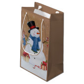 Snowman Klein Cadeauzakje (Achterkant Gekanteld)