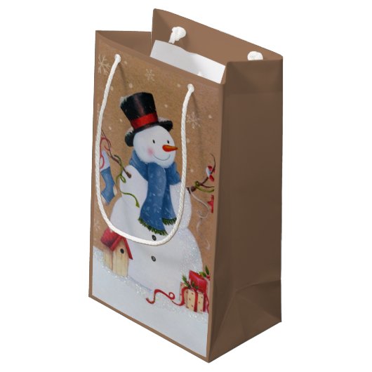 Snowman Klein Cadeauzakje (Achterkant Gekanteld)