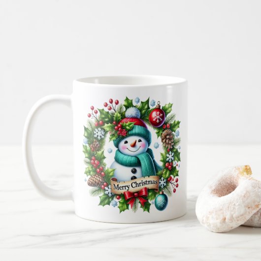Snowman Krans Koffie Mok (Met donut)