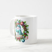 Snowman Krans Koffie Mok (Voorkant links)