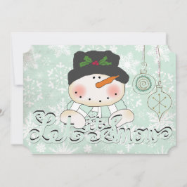 Snowman laat haar kerstfeestdag sneeuwen feestdagenkaart