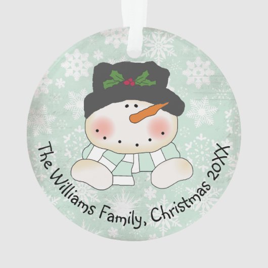 Snowman laat het gepersonaliseerde acrylische Orna Ornament (achterkant)