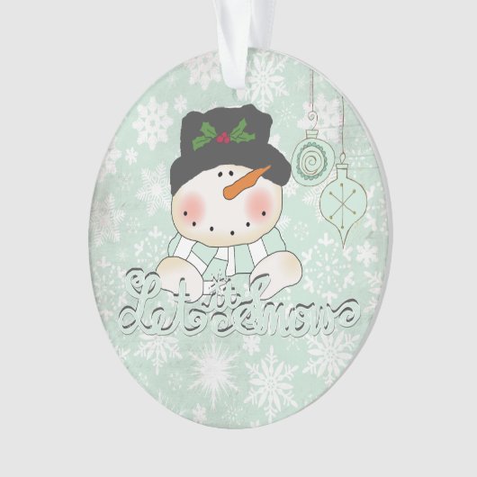 Snowman laat het gepersonaliseerde acrylische Orna Ornament (voorkant)