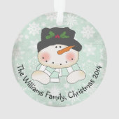 Snowman laat het gepersonaliseerde acrylische Orna Ornament (achterkant)