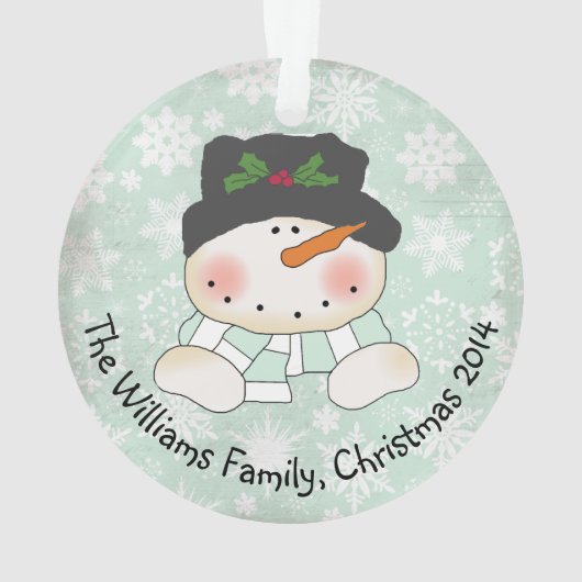 Snowman laat het gepersonaliseerde acrylische Orna Ornament (achterkant)