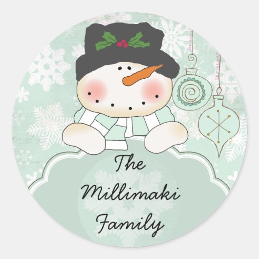 Snowman Laat het Gepersonaliseerde Ronde Sticker s (Voorkant)
