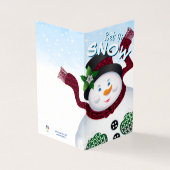Snowman laat het kerstfeest sneeuwen kaart (Buitenkant)