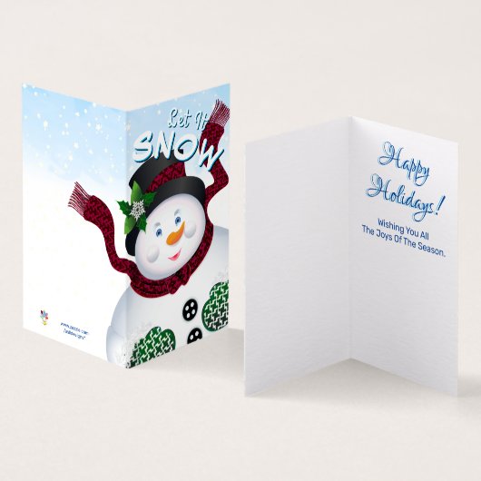 Snowman laat het kerstfeest sneeuwen kaart (Binnen en buitenkant)